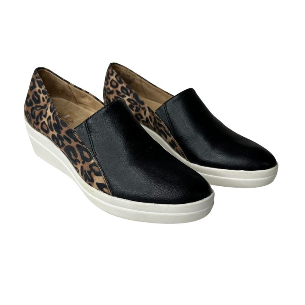 Naturalizer Women's Sandra Black Animal Print Wedge Slip on Shoes Size US 7.5